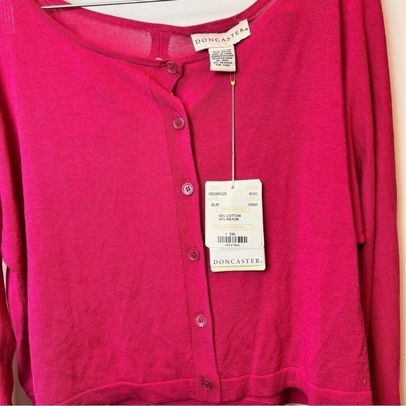 $245 Doncaster VTG Women’s Cardigan Sweater Crop Open Back Pink Size XLM NWT NEW - Picture 3 of 8